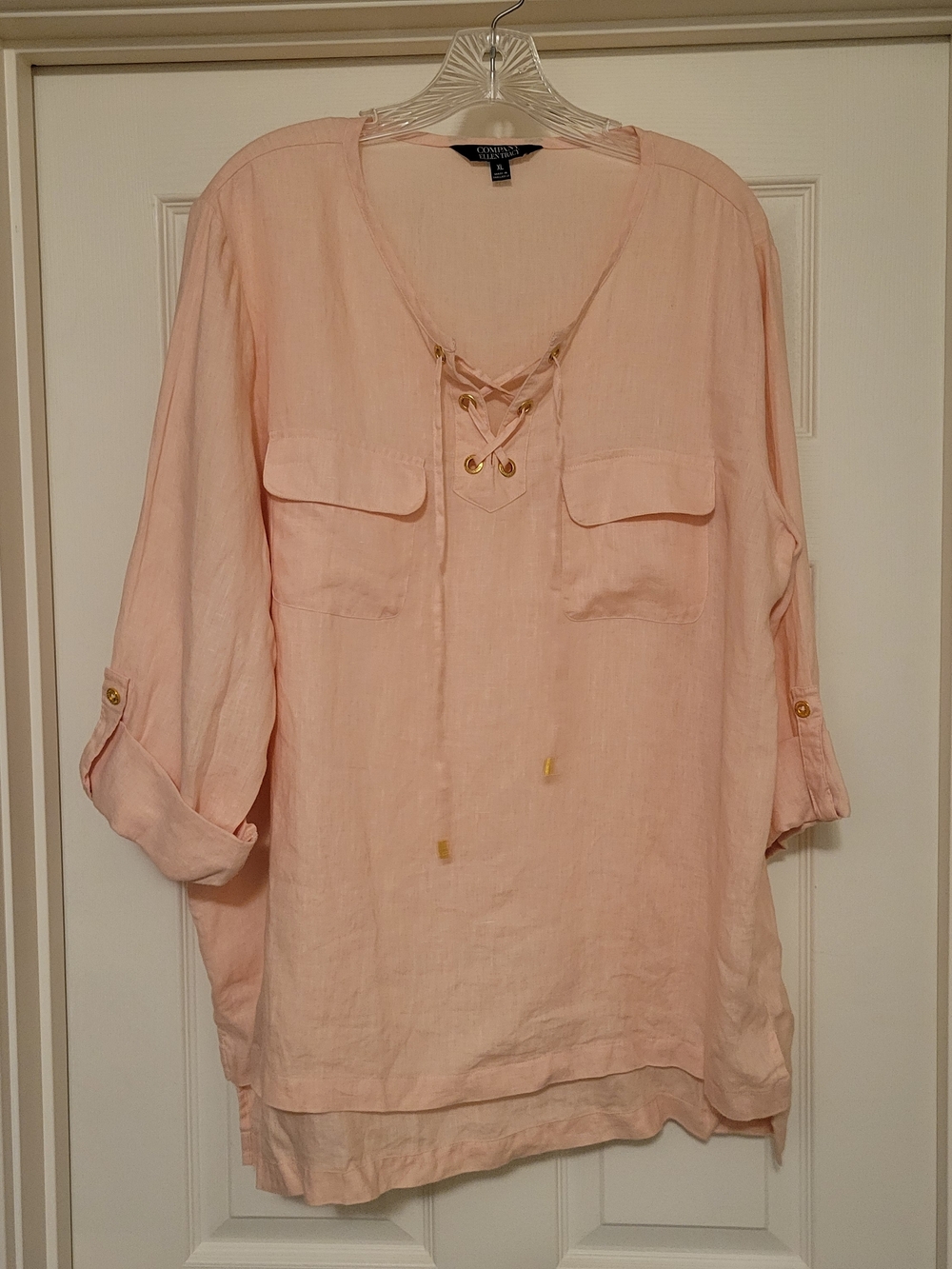 Chelsea28 Blush Lace-Up V-Neck Tunic Top